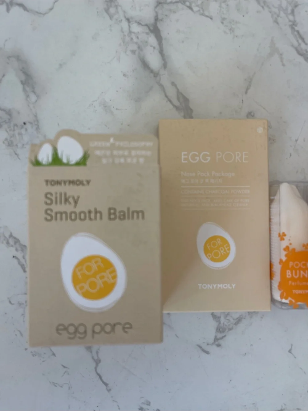 TONYMOLY Egg Pore Silky Smooth Balm + Pocket Bunny Trio - White & Purple